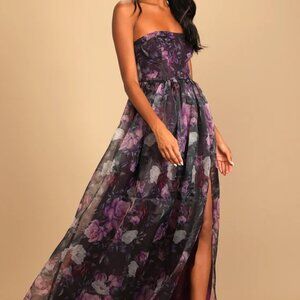Lulu's Purple Floral Maxi Dress (NWT) Size M